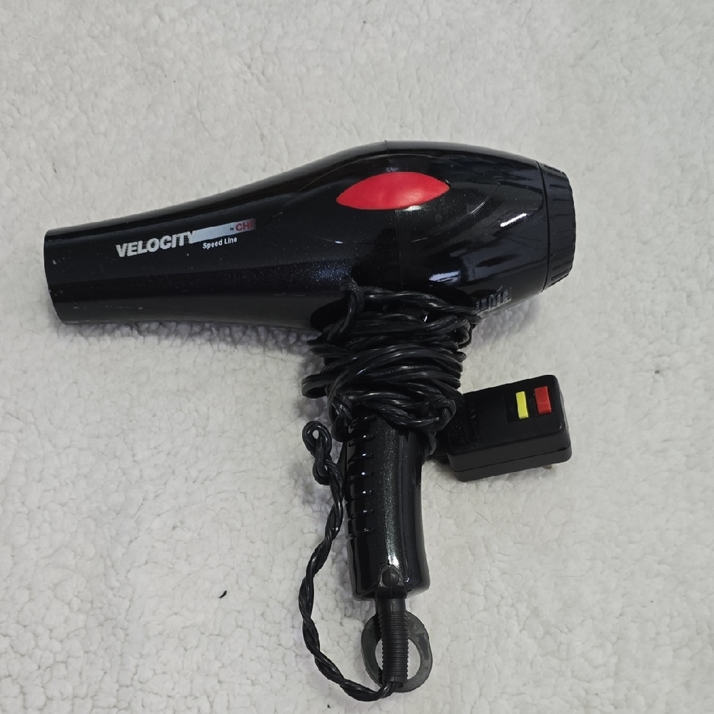 CHI Velocity Jet Black Hair Dryer with Bold Red Detail